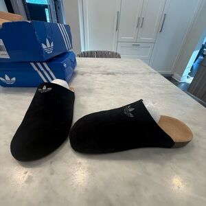 Adidas Black Suede Slip-On mules